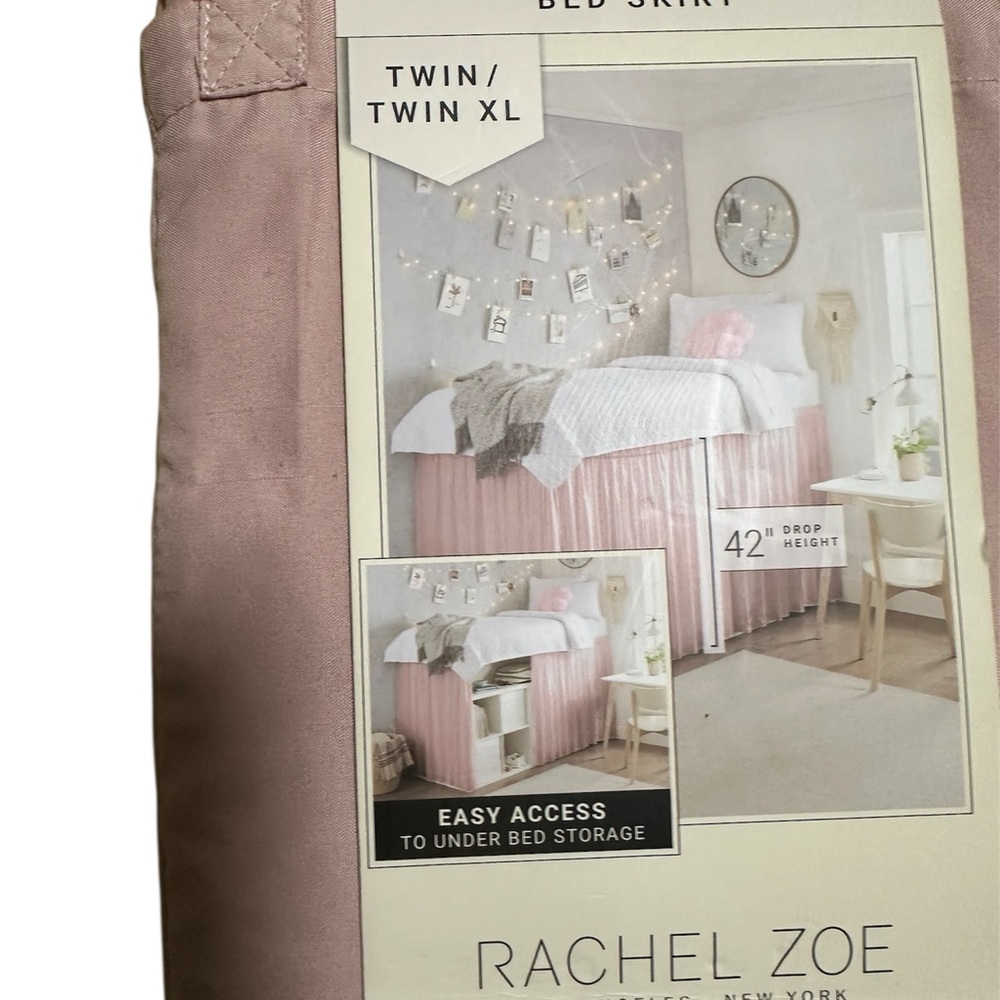 Rachael Zoe Dorm Under Bed Storage Skirt Twin-XL - Picture 3 of 8